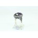 Sterling silver 925 Women's ring Black Marcasite Blue Zircon stone size 19